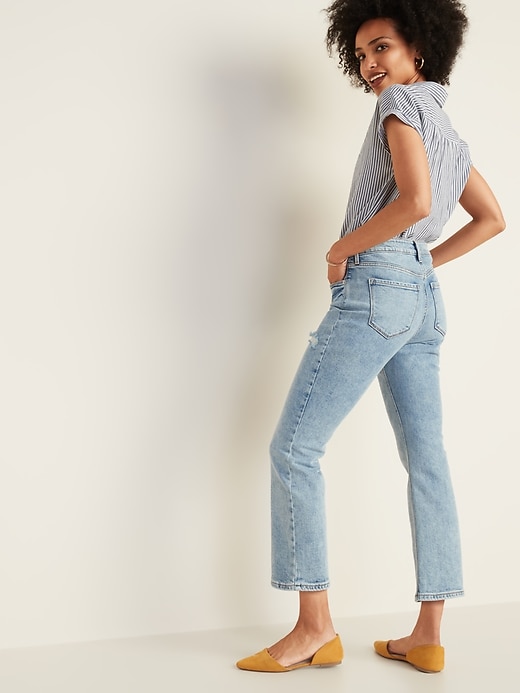 Image number 2 showing, High-Waisted Distressed Flare Ankle Jeans for Women