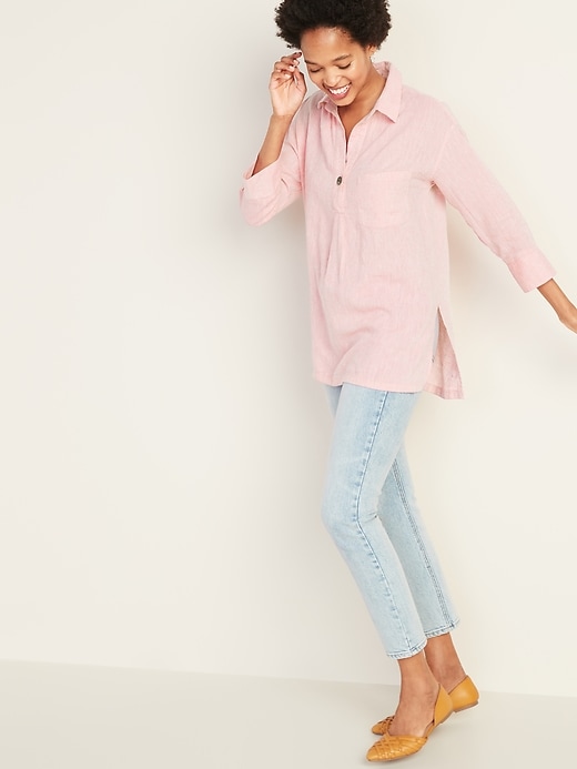 Image number 3 showing, Linen-Blend Popover Resort Tunic for Women