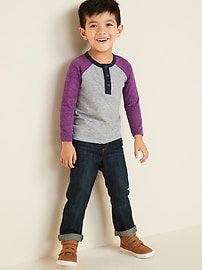 View large product image 3 of 4. Color-Blocked Slub-Knit Henley for Toddler Boys