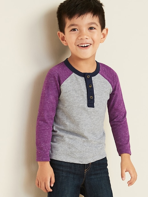 View large product image 1 of 4. Color-Blocked Slub-Knit Henley for Toddler Boys