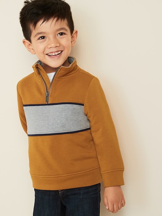 View large product image 1 of 1. Mock-Neck 1/4-Zip Pullover for Toddler Boys