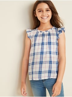 High-Neck Ruffle-Trim Top for Girls