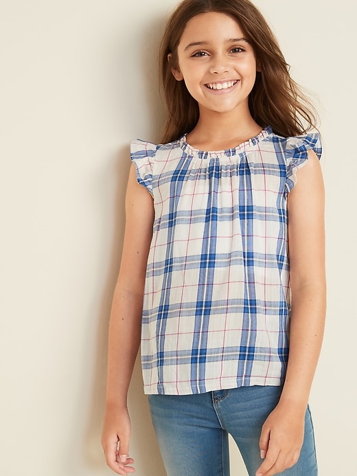 View large product image 1 of 1. High-Neck Ruffle-Trim Top for Girls