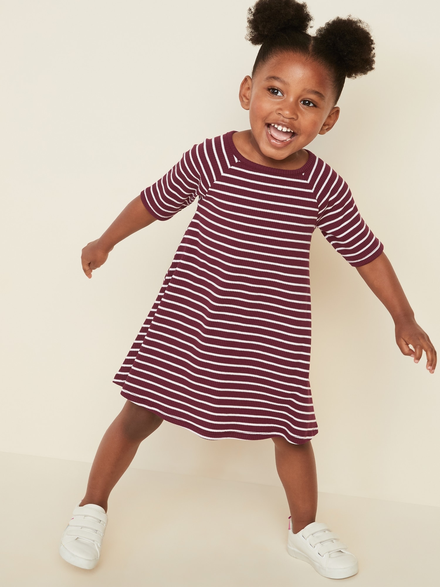 Rib Knit Elbow Sleeve Swing Dress For Toddler Girls Old Navy