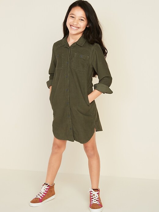 View large product image 1 of 3. Corduroy Shirt Dress for Girls