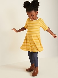View large product image 4 of 4. Rib-Knit Elbow-Sleeve Swing Dress for Toddler Girls