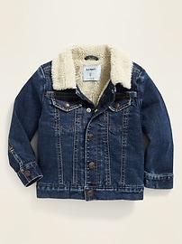 View large product image 4 of 4. Built-In Flex Sherpa-Lined Jean Jacket For Toddler Boys