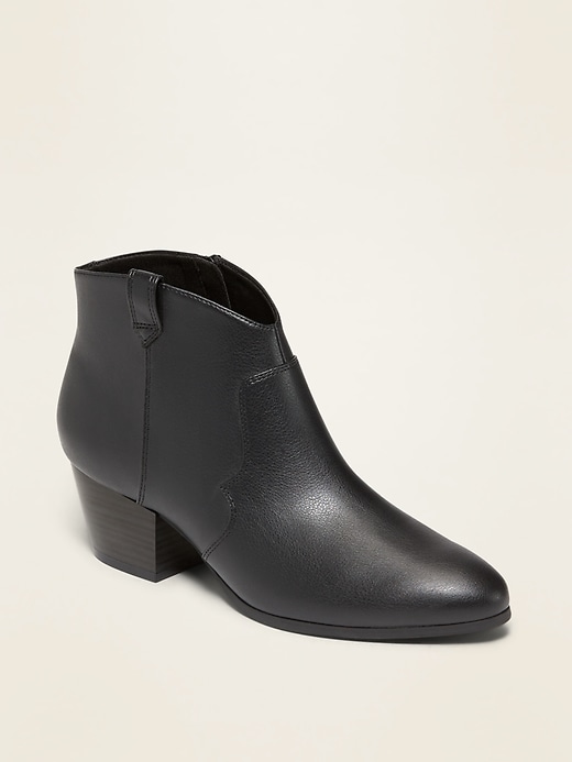Image number 1 showing, Faux-Leather Western Booties for Women