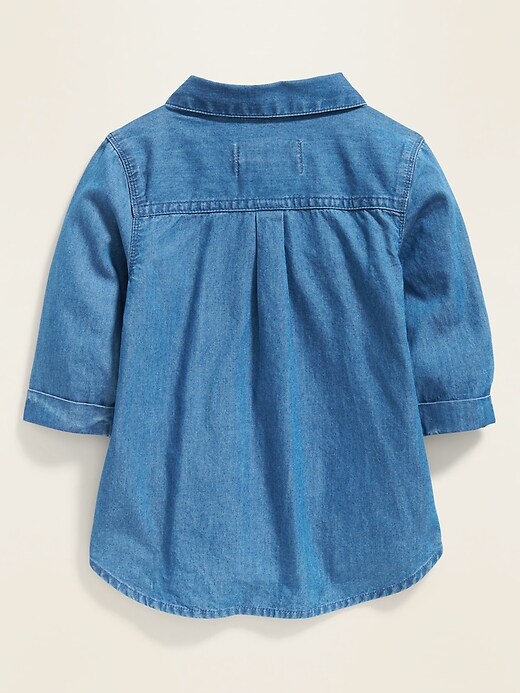 View large product image 2 of 4. Chambray 3/4-Sleeve Tunic Shirt for Toddler Girls