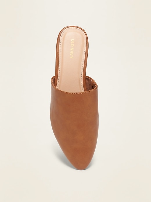 Image number 3 showing, Faux-Leather Pointy-Toe Mule Flats for Women