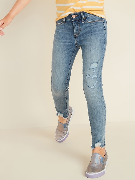 View large product image 1 of 3. Ballerina 360&#176 Stretch Distressed Raw-Edge Jeggings for Girls