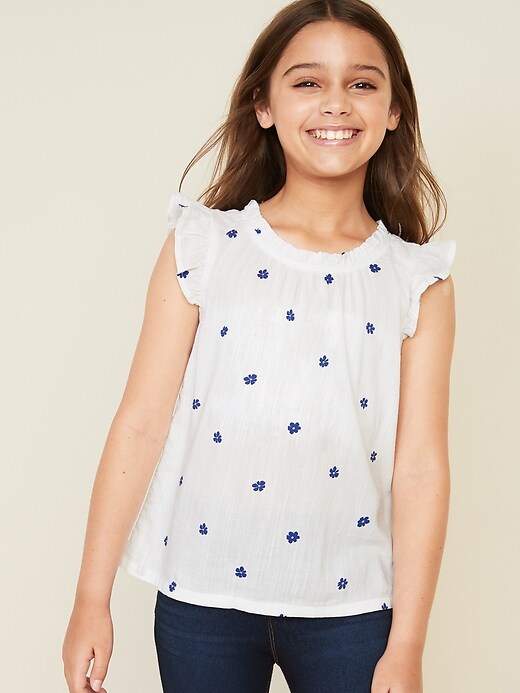 View large product image 1 of 1. High-Neck Ruffle-Trim Top for Girls