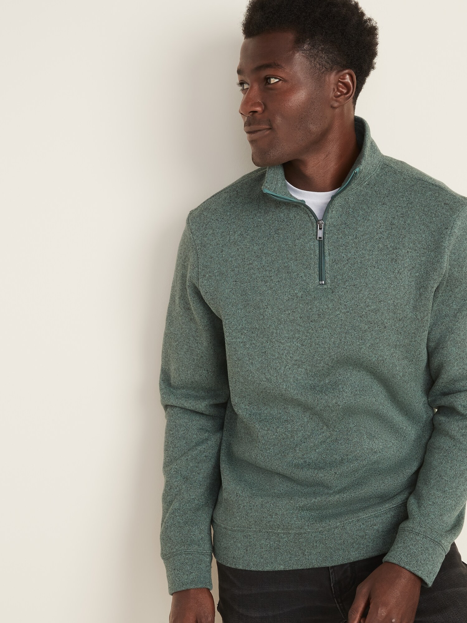 GAP Mens Long Sleeves Fleece Front half-zip mockneck Pullover Sweater NEW
