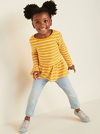 View large product image 3 of 4. Striped French Terry Peplum Tunic for Toddler Girls
