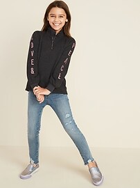 View large product image 3 of 3. Mock-Neck 1/4-Zip Pullover For Girls