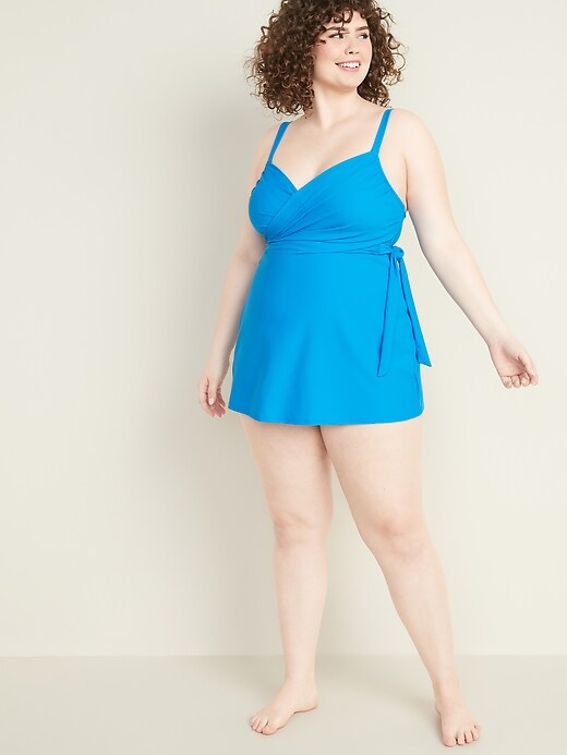 Image number 3 showing, Wrap-Front Secret-Slim Plus-Size Swim Dress