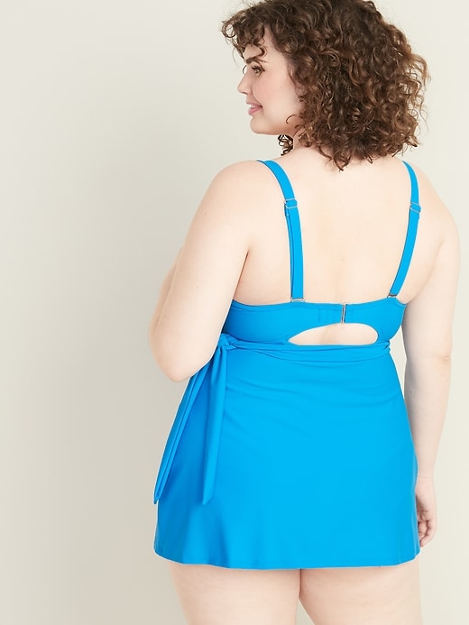 Image number 2 showing, Wrap-Front Secret-Slim Plus-Size Swim Dress