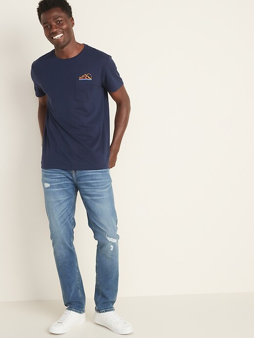 Image number 3 showing, Soft-Washed Embroidered-Graphic Pocket Tee