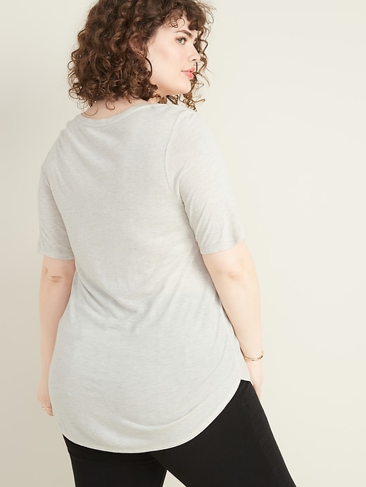 Image number 2 showing, Luxe Metallic-Knit Plus-Size V-Neck Tunic Tee