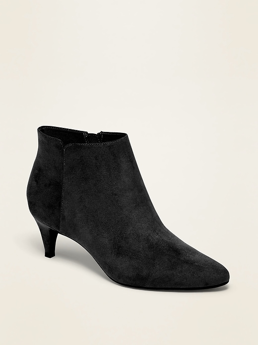 View large product image 1 of 1. Faux-Suede Kitten-Heel Booties for Women