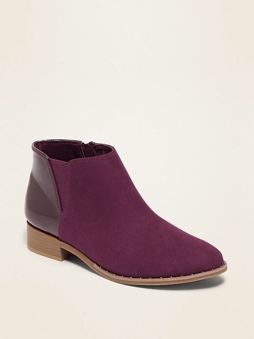 View large product image 1 of 3. Faux-Suede/Faux-Patent Chelsea Boots for Girls