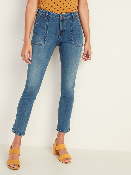 Image number 1 showing, Mid-Rise Utility Rockstar Ankle Jeans for Women