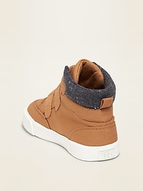 View large product image 3 of 4. Triple Secure-Strap Canvas High-Tops for Toddler Boys
