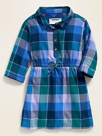 View large product image 3 of 4. Plaid Twill Shirt Dress for Toddler Girls