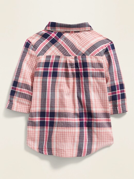 View large product image 2 of 3. Plaid 3/4-Sleeve Tunic Shirt for Toddler Girls