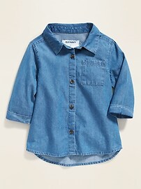 View large product image 4 of 4. Chambray 3/4-Sleeve Tunic Shirt for Toddler Girls