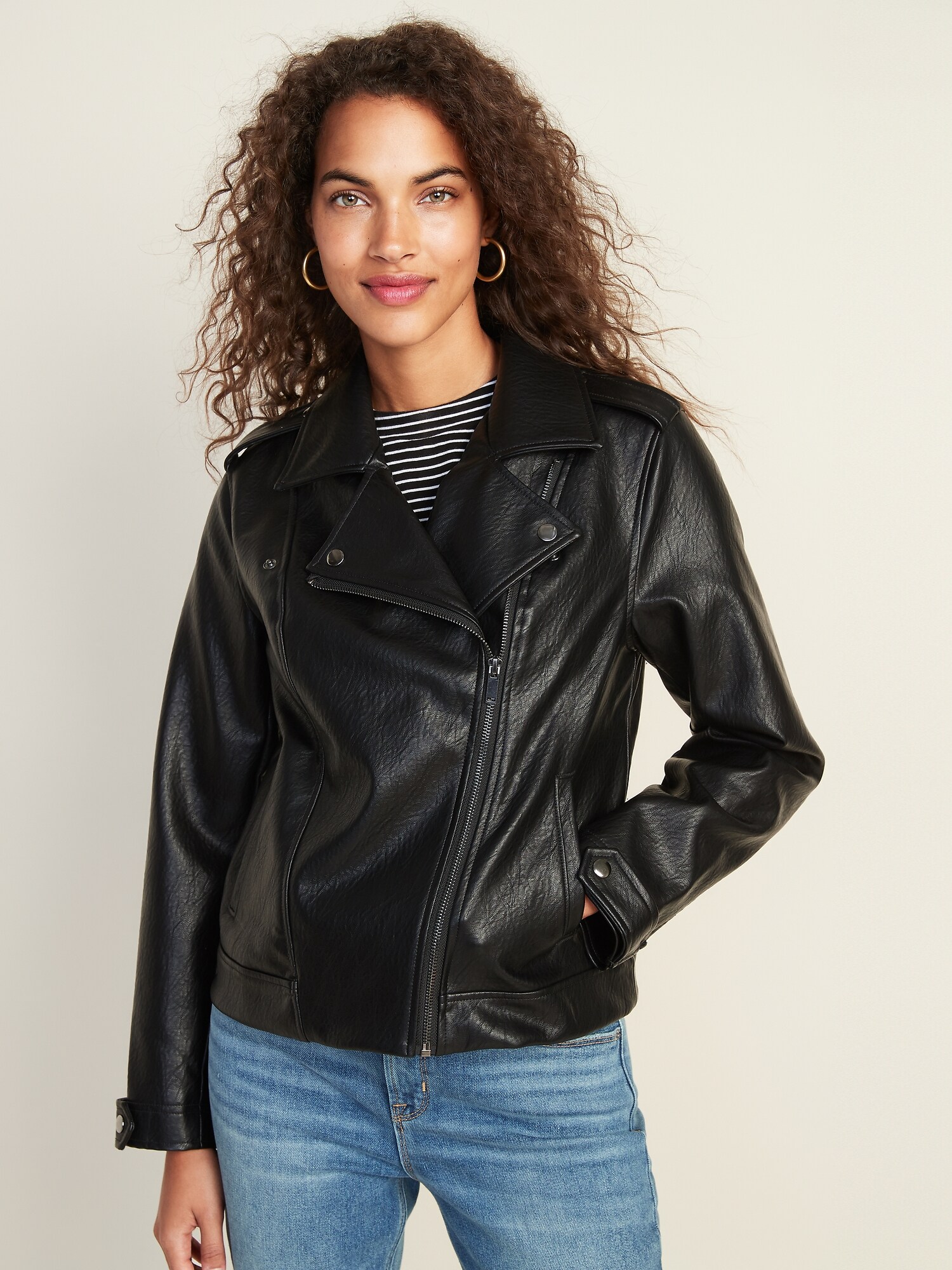 Faux-Leather Moto Jacket for Women | Old Navy