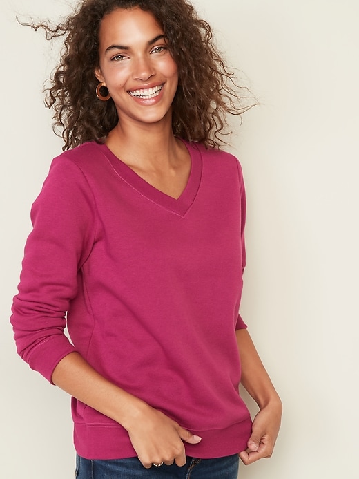 View large product image 1 of 1. Relaxed V-Neck Sweatshirt for Women