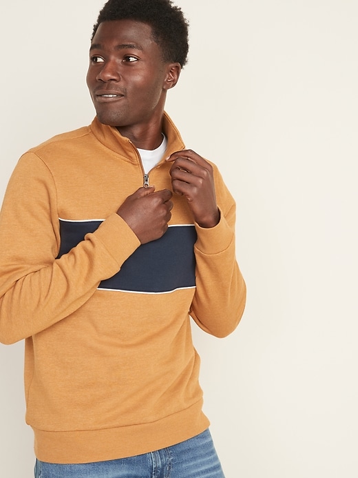 View large product image 1 of 1. Color-Blocked 1/4-Zip Mock-Neck Pullover