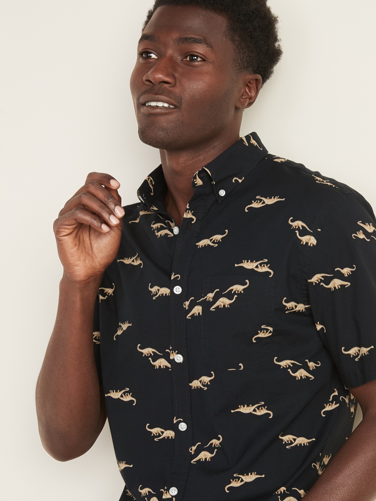 dinosaur print mens shirt