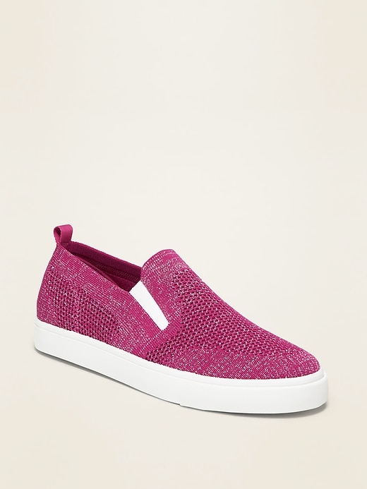 View large product image 1 of 3. Metallic Pique-Knit Slip-Ons for Girls