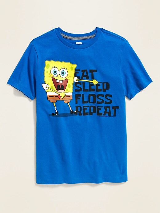 View large product image 1 of 2. Spongebob Squarepants&#153 "Eat Sleep Floss Repeat" Tee for Boys