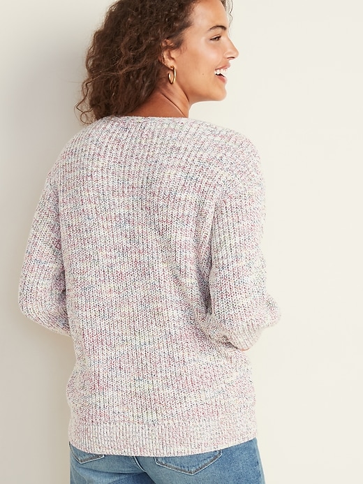 Image number 2 showing, V-Neck Shaker-Stitch Sweater for Women