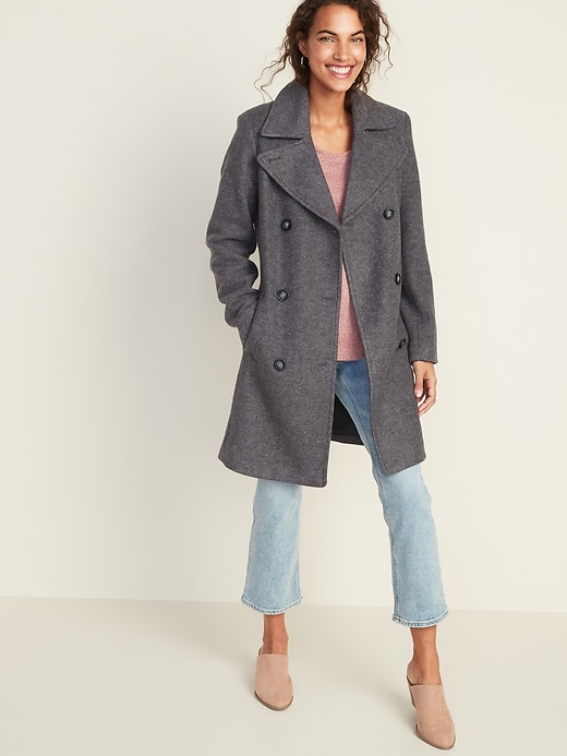 View large product image 1 of 1. Long Soft-Brushed Peacoat for Women