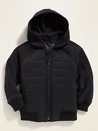 View large product image 4 of 4. Quilted-Chest Micro Performance Fleece Hooded Jacket for Toddler Boys