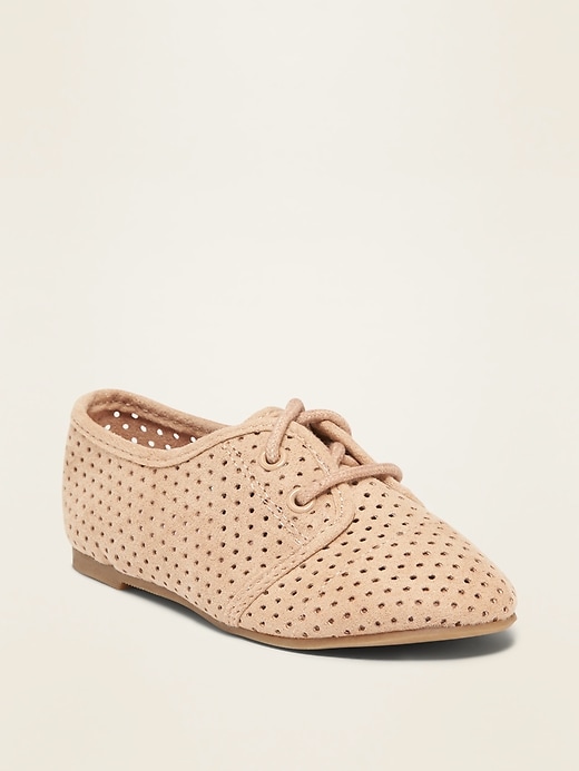 View large product image 1 of 4. Perforated Faux-Suede Oxford Shoes for Toddler Girls