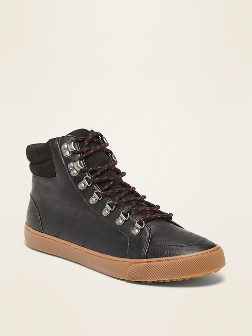 View large product image 1 of 3. Faux-Leather Hybrid Hiker Boots