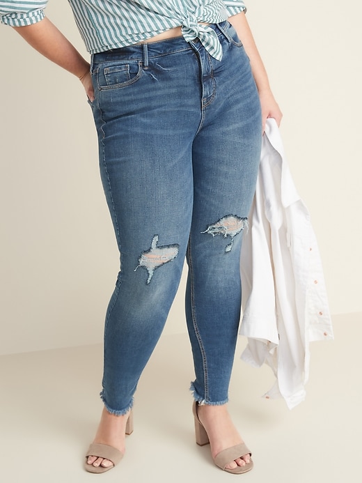 Image number 6 showing, High-Waisted Raw-Edge Rockstar Super Skinny Ankle Jeans For Women
