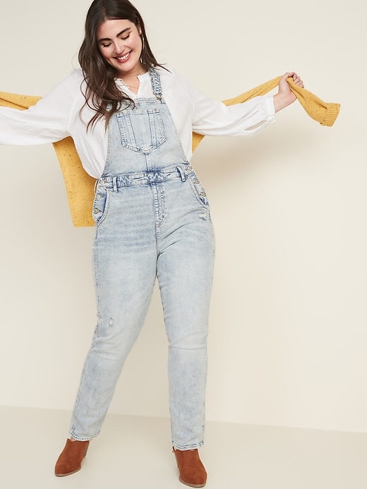 Image number 8 showing, Distressed Jean Overalls for Women