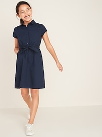 View large product image 3 of 3. Uniform Tie-Belt Shirt Dress for Girls