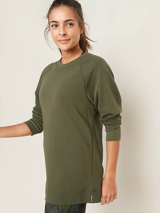 View large product image 1 of 1. Loose-Fit French-Terry Crew-Neck Tunic for Women
