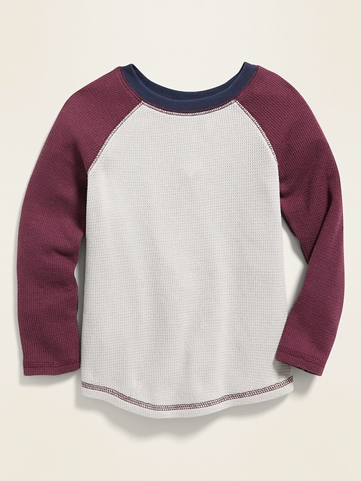 View large product image 1 of 1. Color-Blocked Thermal-Knit Raglan Tee for Toddler Boys