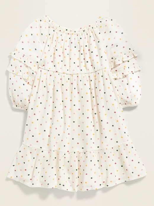 View large product image 2 of 4. Polka-Dot Ruffle-Tiered Crepe Dress for Toddler Girls