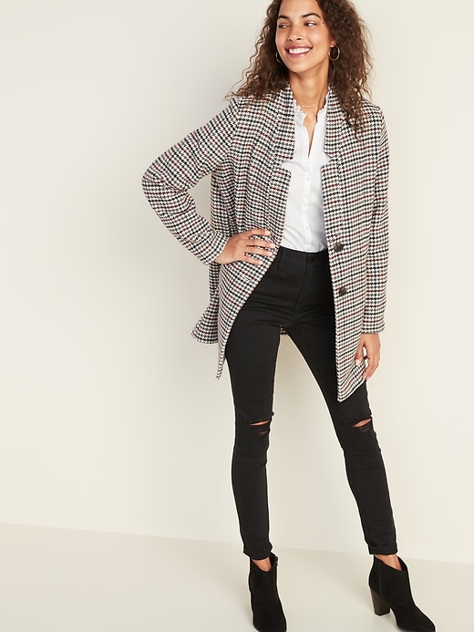 View large product image 1 of 1. Textured Houndstooth Coat for Women