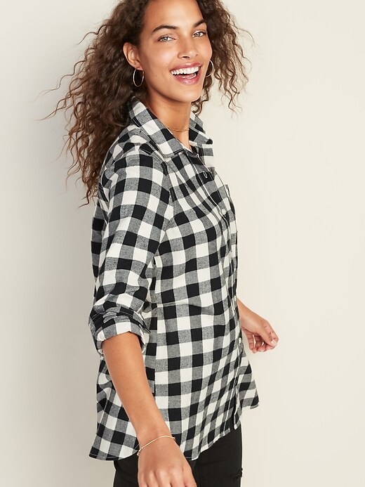 View large product image 1 of 1. Patterned Flannel Tunic Shirt for Women
