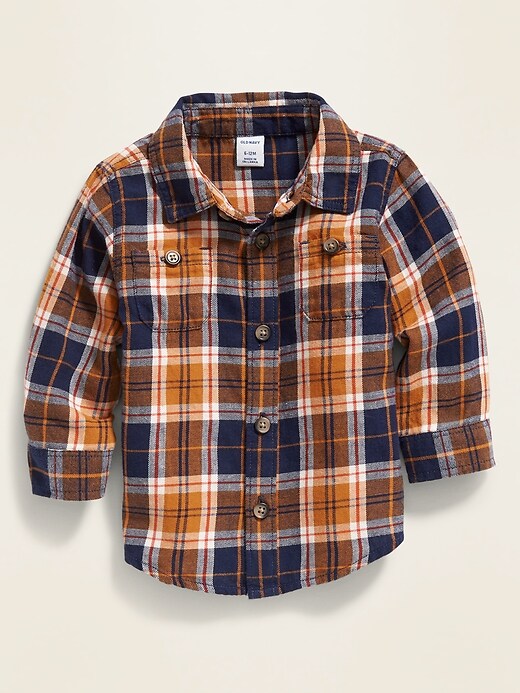 View large product image 1 of 1. Plaid Twill Utility-Pocket Shirt for Baby